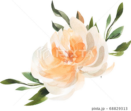 エレガントで綺麗なシームレス オレンジフラワー 花 背景 水彩 パターンのイラスト素材 6313