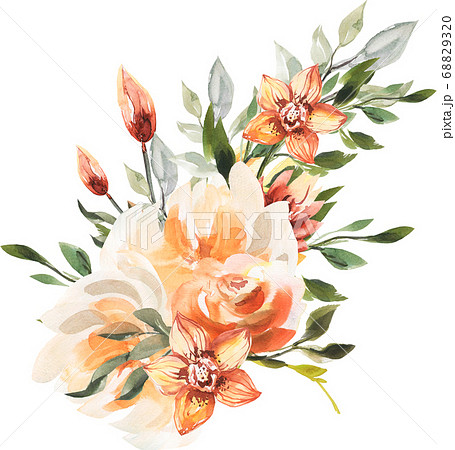 Elegant and beautiful seamless orange flower - Stock Illustration  [68829320] - PIXTA