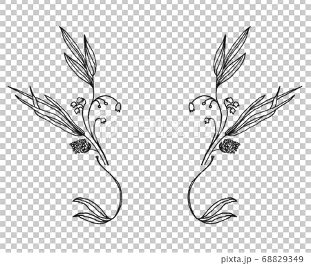 ライン　アート　線　シンプ　フラワー　ブーケ　水彩　グラデーション　テキスチャー　背景　ウェディング 68829349