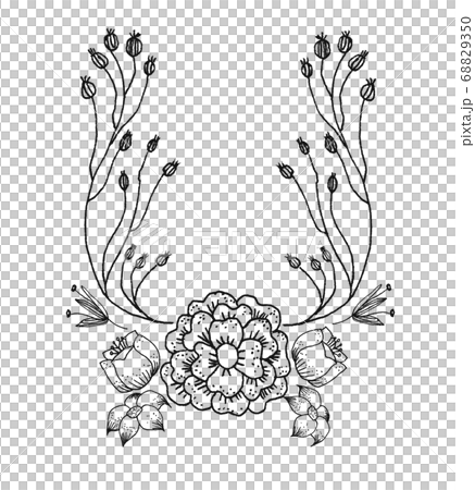 ライン　アート　線　シンプ　フラワー　ブーケ　水彩　グラデーション　テキスチャー　背景　ウェディング 68829350