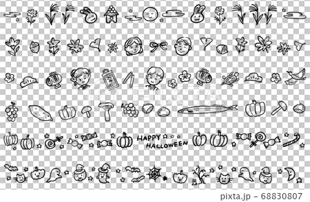 秋天裝飾線黑白手拉 68830807