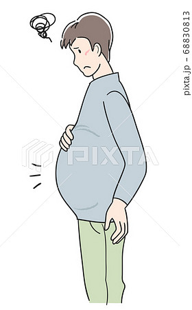 肥満に悩む男性のイラスト素材
