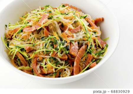 ピリ辛ソーセージと糸蒟蒻の炒め物 68830929