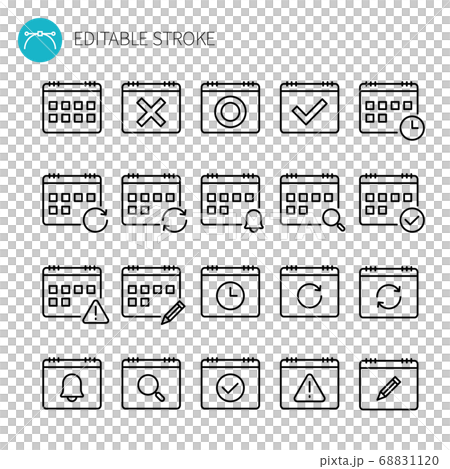 カレンダー スケジュールのラインアイコンセットのイラスト素材 6811