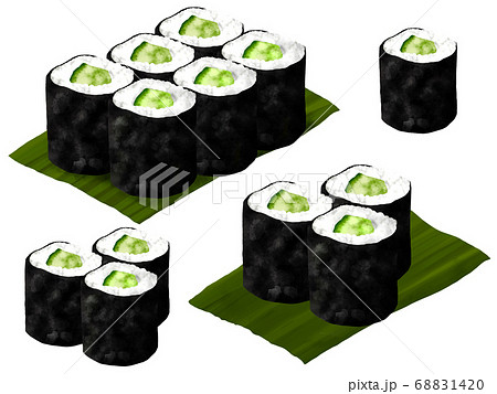 河童巻き かっぱ巻き 寿司 イラストのイラスト素材 6814