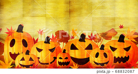 ハロウィン　かぼちゃ　紅葉　背景 68832087