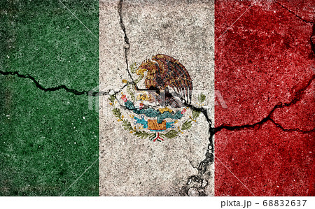 汚れた国旗イラスト ひび割れたコンクリートの壁 メキシコのイラスト素材 6637