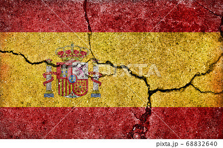 汚れた国旗イラスト ひび割れたコンクリートの壁 スペインのイラスト素材 6640