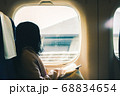 本を読みながら窓の外を眺める彼女 68834654
