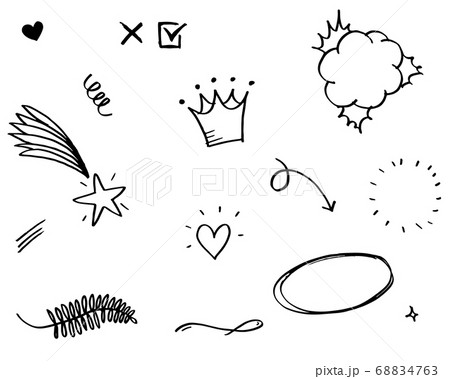 Hand drawn set elements, Arrow, heart, love, star, 68834763