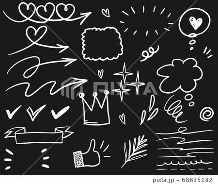 Hand drawn set elements, white on black Hand drawn set elements, white on black 68835182