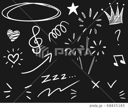 Hand drawn set elements, white on black 68835183