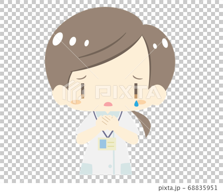 かわいい看護師さんが泣くイラスト　上半身バージョン 68835951