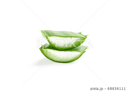 Aloe vera slices isolated on white background. 68836111