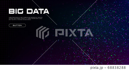 Big data visualization. A cluster of multi-colored particles. Abstract science technology background with copy space. Vector 68838288