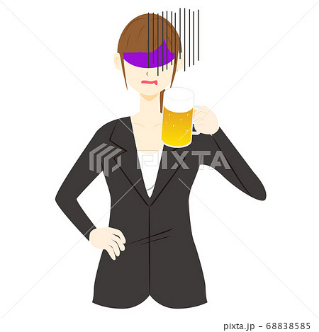 お酒に酔う 女性のイラスト素材 68838585 Pixta