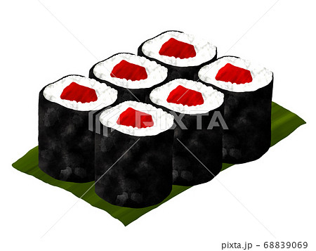 鉄火巻き マグロ 巻き寿司 イラストのイラスト素材 6069