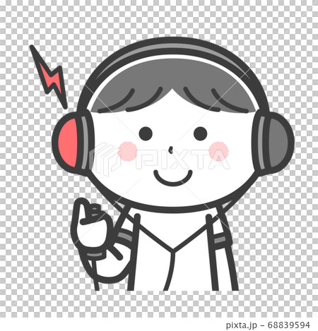 健康診断／聴力検査をする男の子／2色 68839594