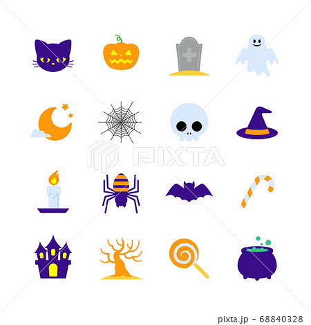 ハロウィンのイラストアイコン(カラー1) 68840328