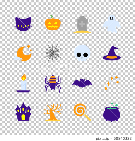 ハロウィンのイラストアイコン(カラー1) 68840328