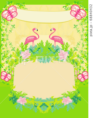 Abstract card with flamingos and nature 68840432