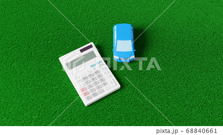 平面上に置かれた自動車のおもちゃと電卓のCGによるフォトリアルなイラスト 平面上に置かれた自動車のおもちゃと電卓のCGによるフォトリアルなイラスト 68840661