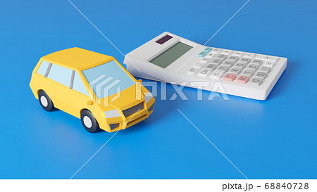 平面上に置かれた自動車のおもちゃと電卓のCGによるフォトリアルなイラスト 平面上に置かれた自動車のおもちゃと電卓のCGによるフォトリアルなイラスト 68840728