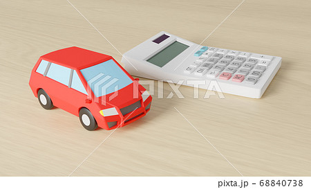平面上に置かれた自動車のおもちゃと電卓のCGによるフォトリアルなイラスト 平面上に置かれた自動車のおもちゃと電卓のCGによるフォトリアルなイラスト 68840738