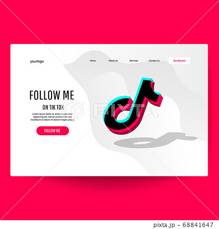 Tik Tok icon. Social media network icon on web screen site on pink background. 68841647