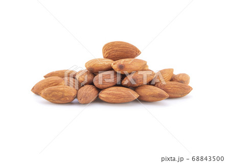 Closeup of almonds, isolated on the white. 68843500