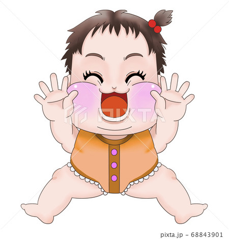 笑顔で手を伸ばす赤ちゃん 女の子 のイラスト素材
