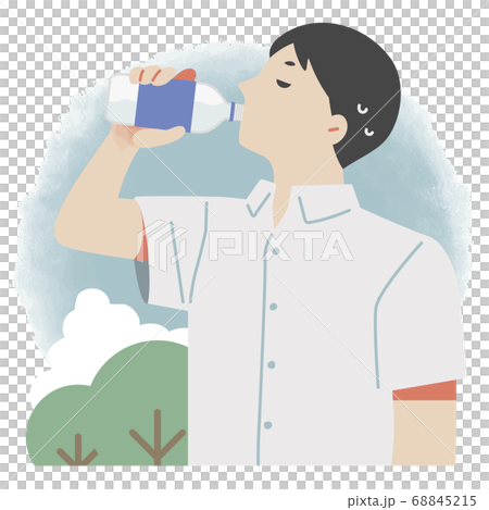 熱中症対策に水分補給をするサラリーマンの男性 68845215