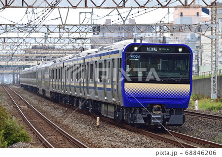 東海道本線 平塚 E235系1000番台 F 01編成 鎌倉 基本編成 試運転の写真素材 6466 東海道本線 平塚 E235系1000番台 F 01編成 鎌倉 基本編成 試運転の写真素材 6466