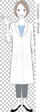 A female doctor giving an OK sign A female doctor giving an OK sign 68846311