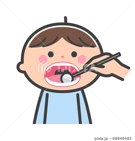 健康診断 歯科検診を受ける男の子 線ありのイラスト素材 6464