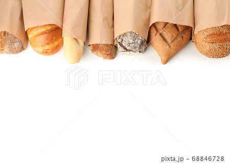 Bakery products isolated on white background, top Bakery products isolated on white background, top 68846728