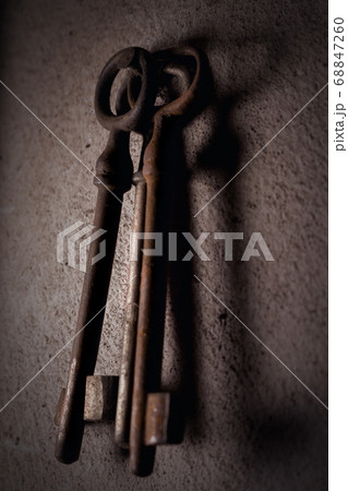 Old Rusted Keys Hanging On The Wall Old Rusted Keys Hanging On The Wall 68847260