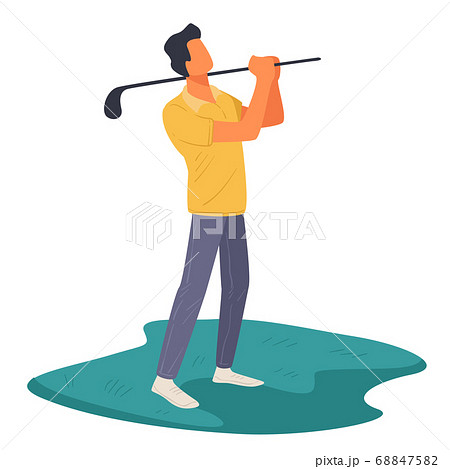 Male character playing golf outdoors, professional golfer outdoors 68847582