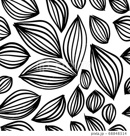 Seamless vector pattern with outline leaves 68848314