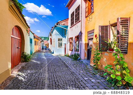 Sighisoara street, Transylvania - Romania Sighisoara street, Transylvania - Romania 68848319