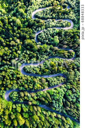 Winding road in Carpathian Mountains, Romania 68848333