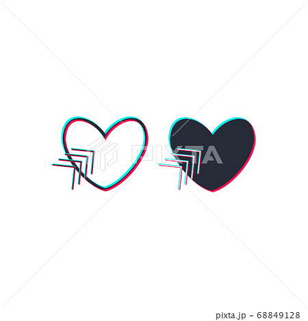 A set of Colored hearts icons with pointer, sign, symbol, logo. The concept of social networks. User interface. Web design. Vector illustration. Tik Tok 68849128