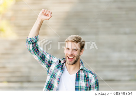 Portrait good looking man casual style, joyful day 68849354