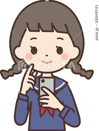 スマホを持つ笑顔の女子学生 68849591