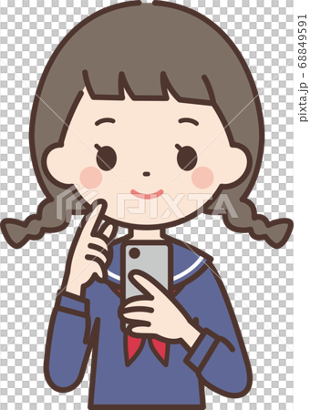 スマホを持つ笑顔の女子学生 68849591