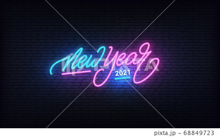 New Year 2021 neon sign. New Year holiday lettering vector design 68849723