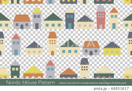 北欧風 街並み模様のイラスト素材