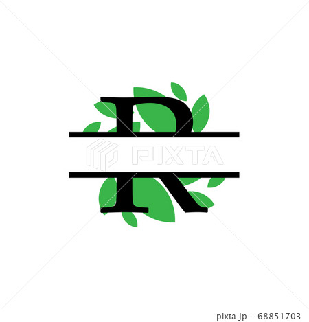 Initial r green leaf monogram split letter initial 68851703