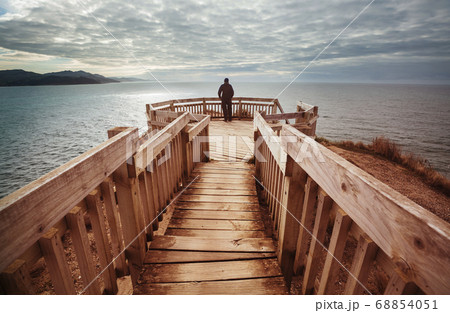 Boardwalk in New Zealand coast 68854051