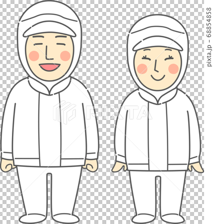 無塵服を着た若い男女 - にこにこ・ホワイト 68854858